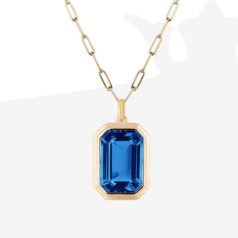 Ig Style Square Stainless Steel Plating Inlay Zircon 18k Gold Plated Pendant Necklace