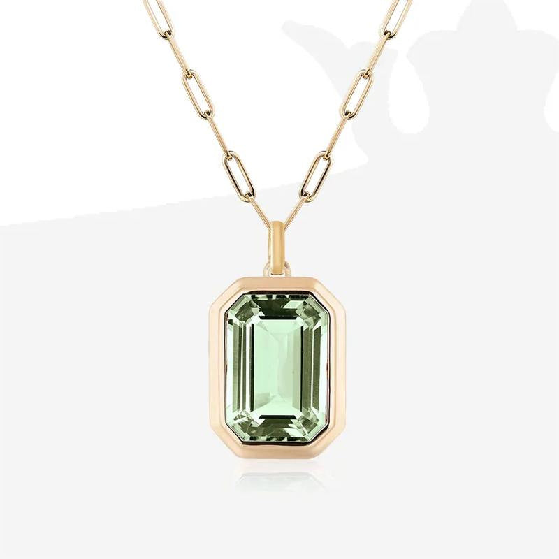 Vintage Style Square Stainless Steel Plating Inlay Zircon 18k Gold Plated Pendant Necklace