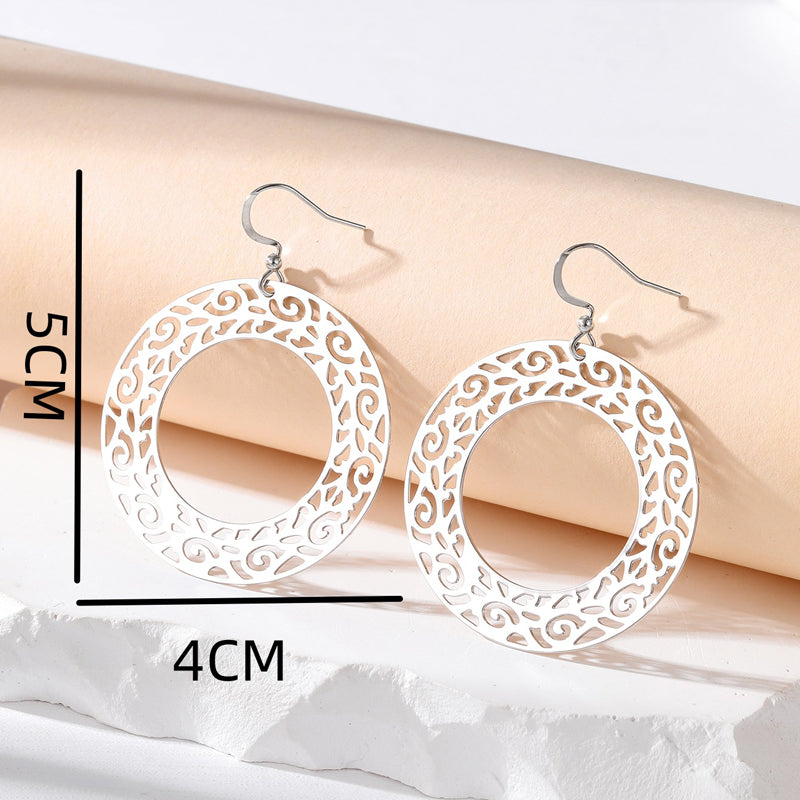 Simple Style Round Alloy Hollow Out Women's Drop Earrings