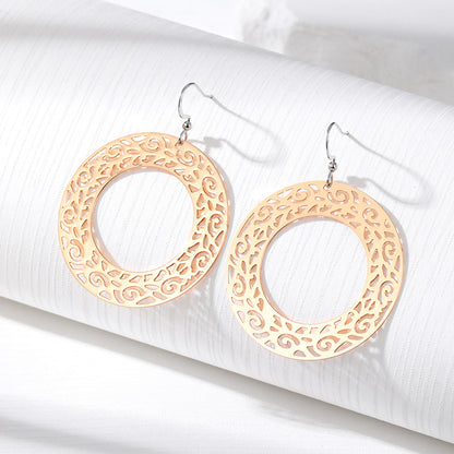 Simple Style Round Alloy Hollow Out Women's Drop Earrings