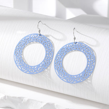 Simple Style Round Alloy Hollow Out Women's Drop Earrings