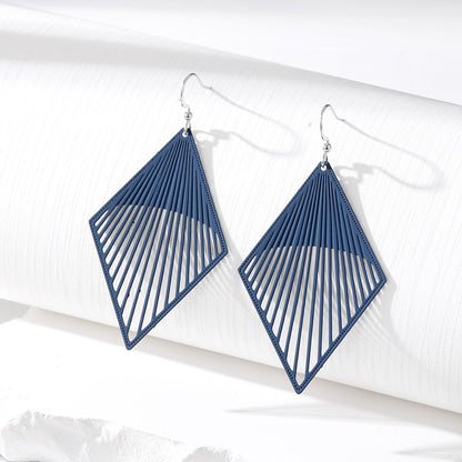 Simple Style Rhombus Alloy Hollow Out Women'S Drop Earrings