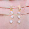 1 Pair Elegant Geometric Copper Inlay Pearl Drop Earrings