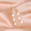 1 Pair Elegant Geometric Copper Inlay Pearl Drop Earrings