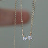 Simple Style Bow Knot Sterling Silver Inlay Zircon Pendant Necklace