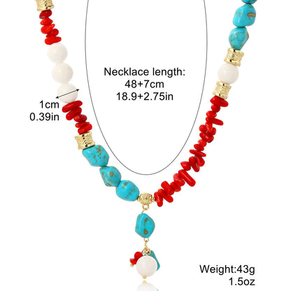 Ethnic Style Water Droplets Alloy Turquoise Plating Women's Pendant Necklace 1 Piece