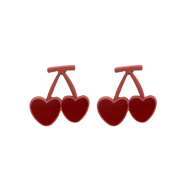 Cartoon Style Sweet Fruit Heart Shape Imitation Pearl Alloy Enamel Inlay Rhinestones Women's Earrings 1 Pair