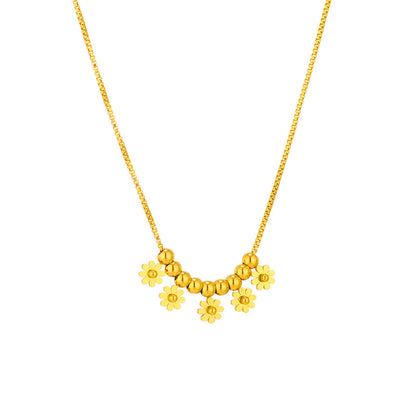 Sweet Simple Style Daisy Stainless Steel Plating Inlay Shell 18k Gold Plated Pendant Necklace