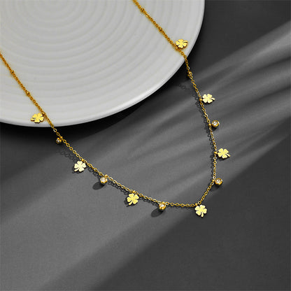 Wholesale Elegant Moon Heart Shape Butterfly Titanium Steel Plating 18k Gold Plated Necklace