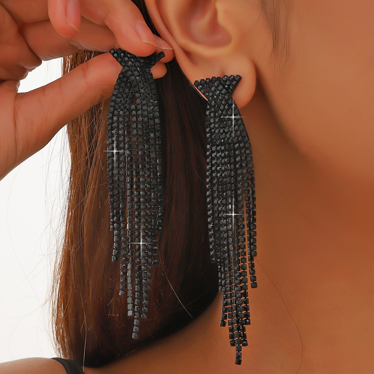 Retro Tassel Alloy Rhinestone Rhinestones Earrings