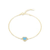 Elegant Heart Shape Sterling Silver Plating Inlay Turquoise 14k Gold Plated Rhodium Plated Bracelets