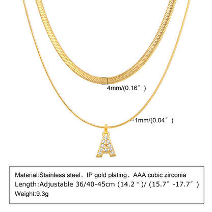 Ins Style Simple Style Letter Stainless Steel Plating Inlay Zircon 18k Gold Plated Layered Necklaces