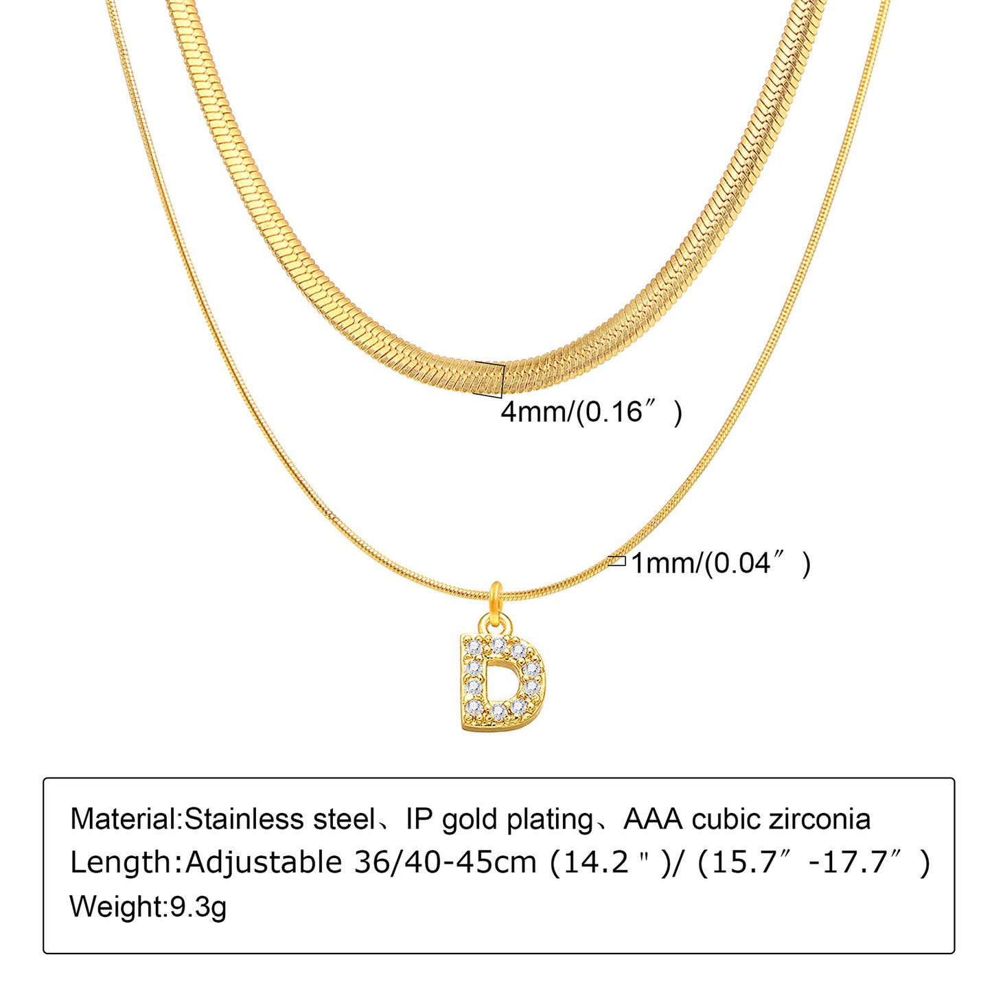 Ins Style Simple Style Letter Stainless Steel Plating Inlay Zircon 18k Gold Plated Layered Necklaces