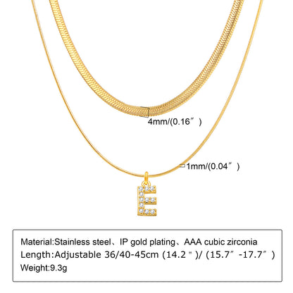 Ins Style Simple Style Letter Stainless Steel Plating Inlay Zircon 18k Gold Plated Layered Necklaces