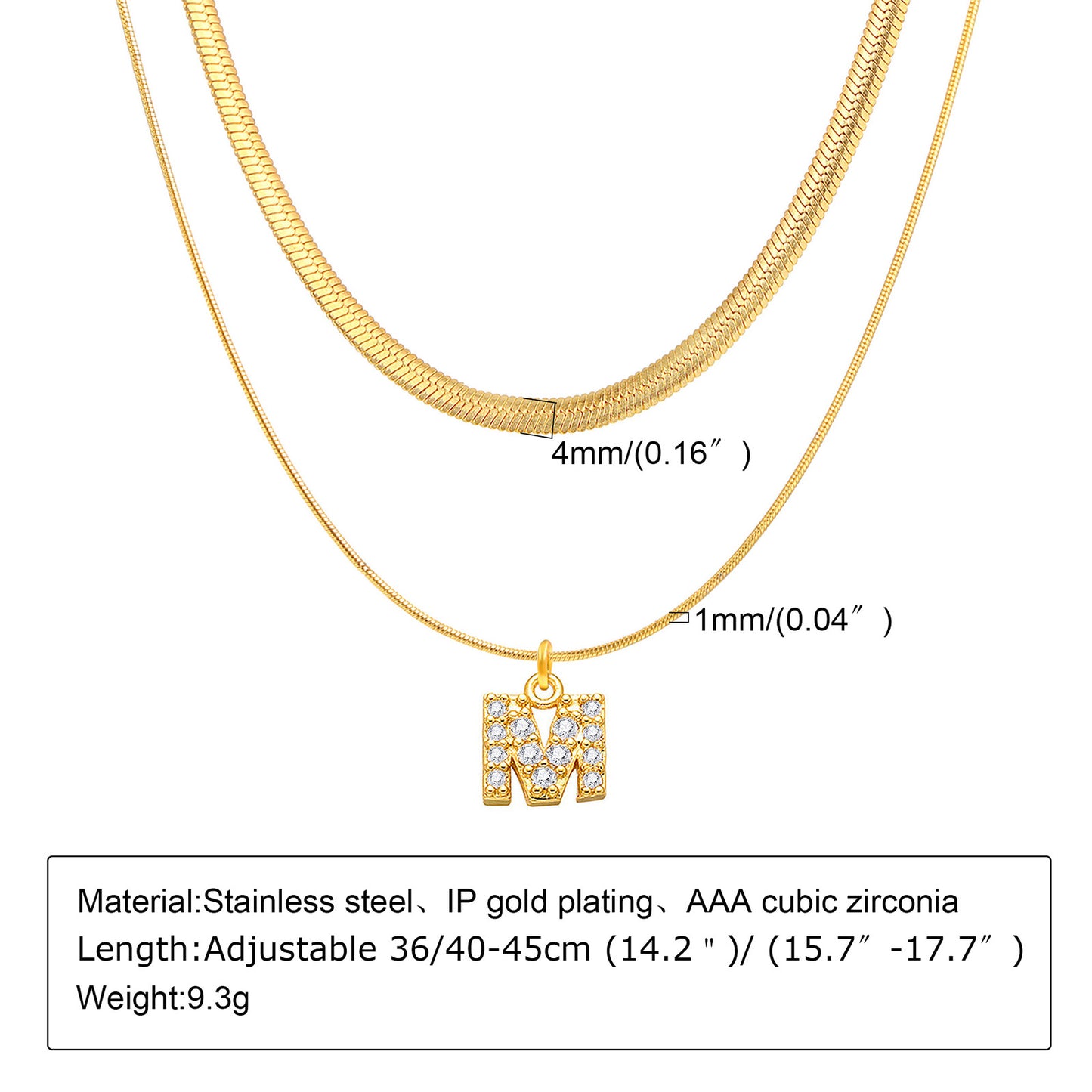 Ins Style Simple Style Letter Stainless Steel Plating Inlay Zircon 18k Gold Plated Layered Necklaces