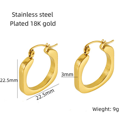 1 Pair Casual Retro Square Stainless Steel Plating 18k Gold Plated Hoop Earrings