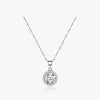 Ins Style Elegant Shiny Circle Sterling Silver Plating Inlay Zircon Rhodium Plated Pendant Necklace