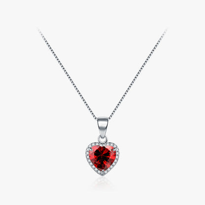 Ins Style Elegant Heart Shape Sterling Silver Plating Inlay Zircon Rhodium Plated Pendant Necklace