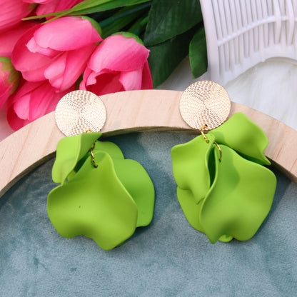 Vacation Irregular Arylic Spray Paint Pleated Women's Drop Earrings