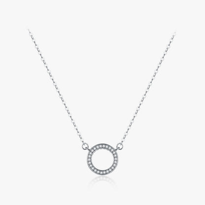 Modern Style Round Sterling Silver Plating Inlay Zircon Thai Silver Pendant Necklace