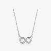 Romantic Simple Style Infinity Sterling Silver Plating Hollow Out Inlay Zircon Rhodium Plated Pendant Necklace