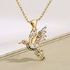 Modern Style Shiny Bird Copper 18k Gold Plated Zircon Pendant Necklace In Bulk