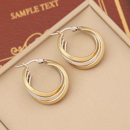 1 Pair Modern Style Round Plating Stainless Steel Earrings