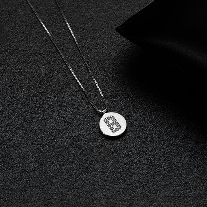 Simple Style Letter Sterling Silver Inlay Zircon Pendant Necklace