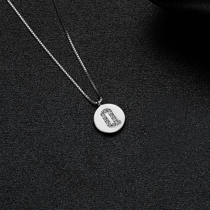 Simple Style Letter Sterling Silver Inlay Zircon Pendant Necklace