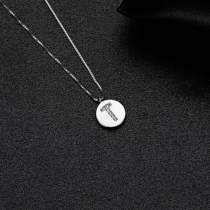 Simple Style Letter Sterling Silver Inlay Zircon Pendant Necklace