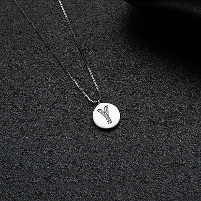 Simple Style Letter Sterling Silver Inlay Zircon Pendant Necklace