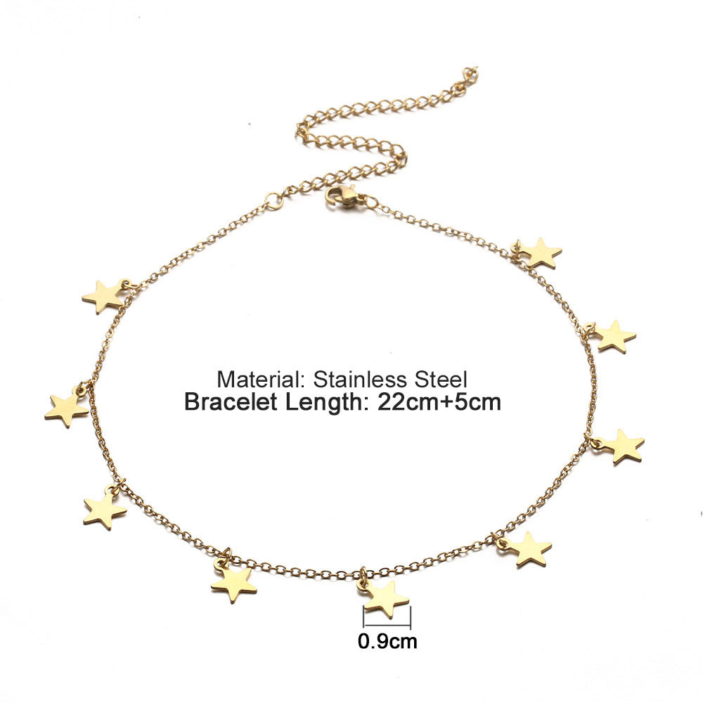 Simple Style Star Stainless Steel Women's Anklet