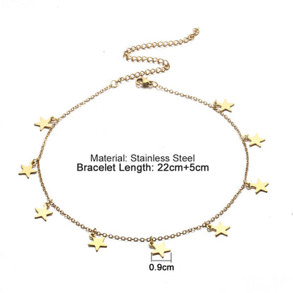 Simple Style Star Stainless Steel Women's Anklet