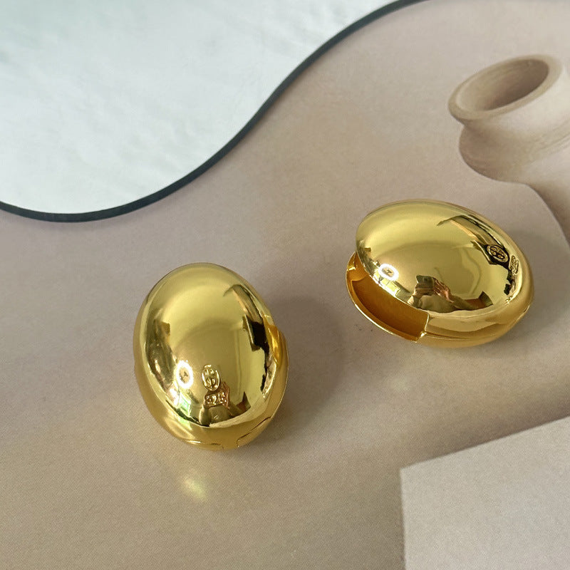 1 Pair Retro Oval Copper Plating Ear Studs