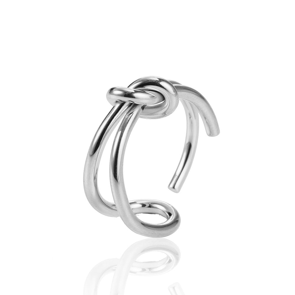 Casual Simple Style Knot Titanium Steel Plating Titanium Steel 18k Gold Plated Open Ring