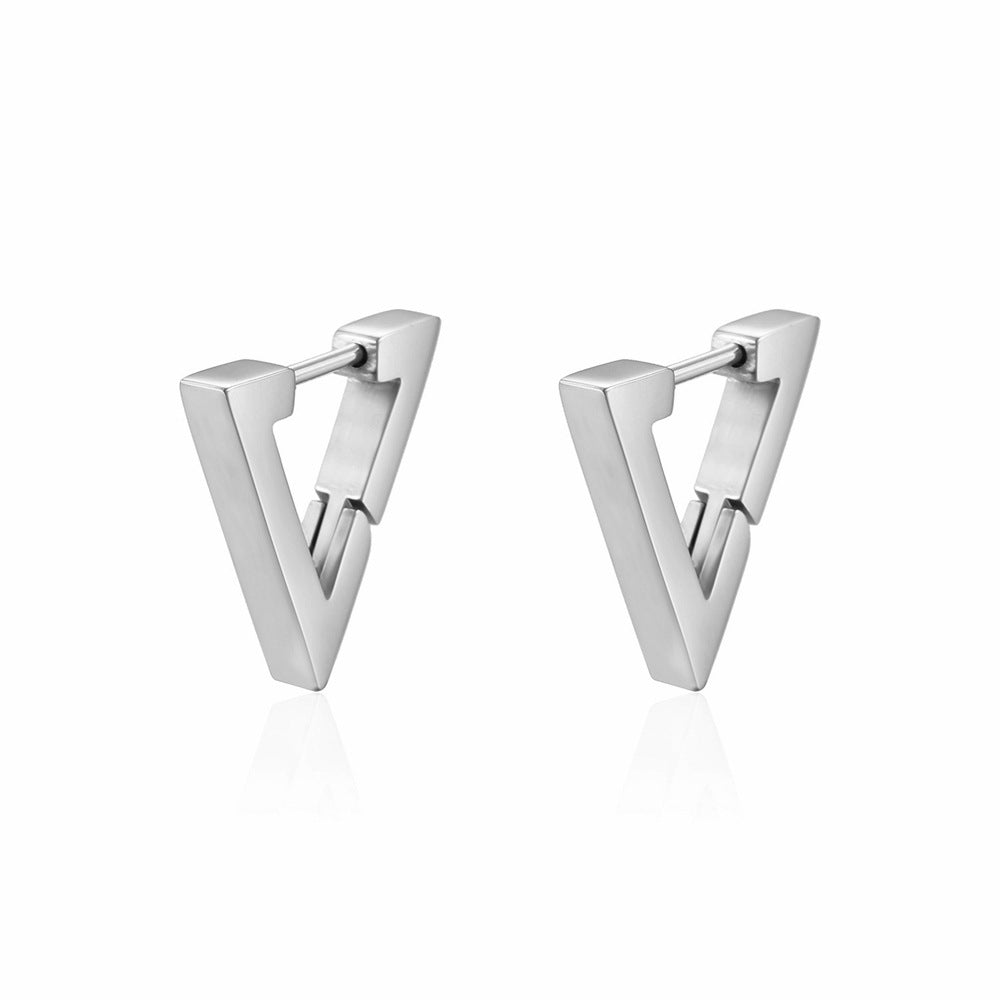 1 Pair Casual Simple Style Triangle Titanium Steel Plating Ear Studs