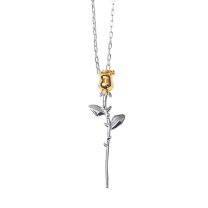 Hip-hop Rose Titanium Steel Pendant Necklace