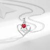 Sweet Letter Heart Shape Sterling Silver Plating Inlay Artificial Gemstones Pendant Necklace