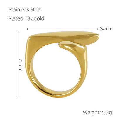 French Style Leaf Stainless Steel Plating 18k Gold Plated Rings