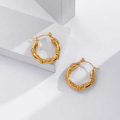 Modern Style Simple Style V Shape Round Stainless Steel Plating Inlay Zircon 18k Gold Plated Hoop Earrings