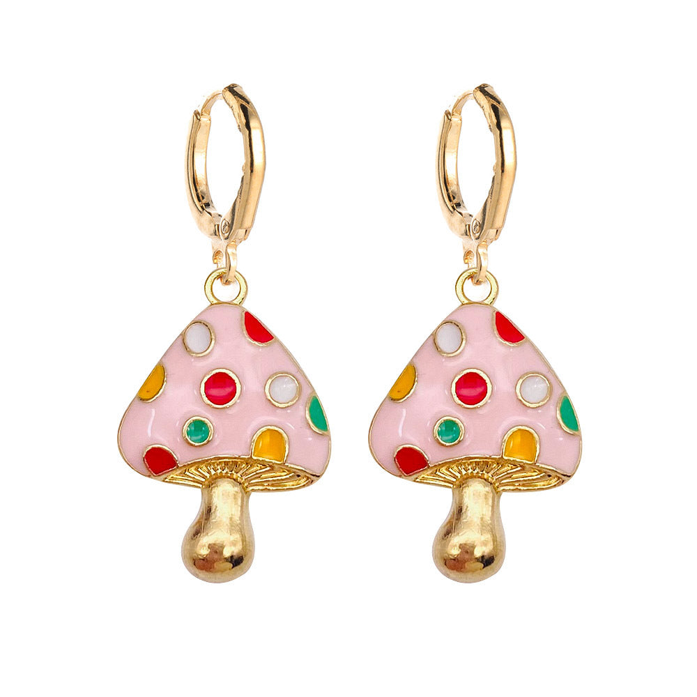 Cute Mushroom Metal Enamel Women's Drop Earrings