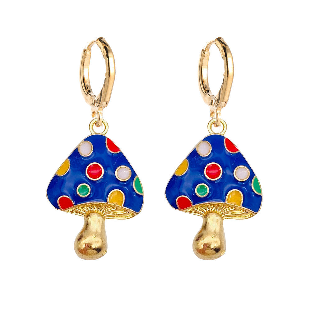 Cute Mushroom Metal Enamel Women's Drop Earrings