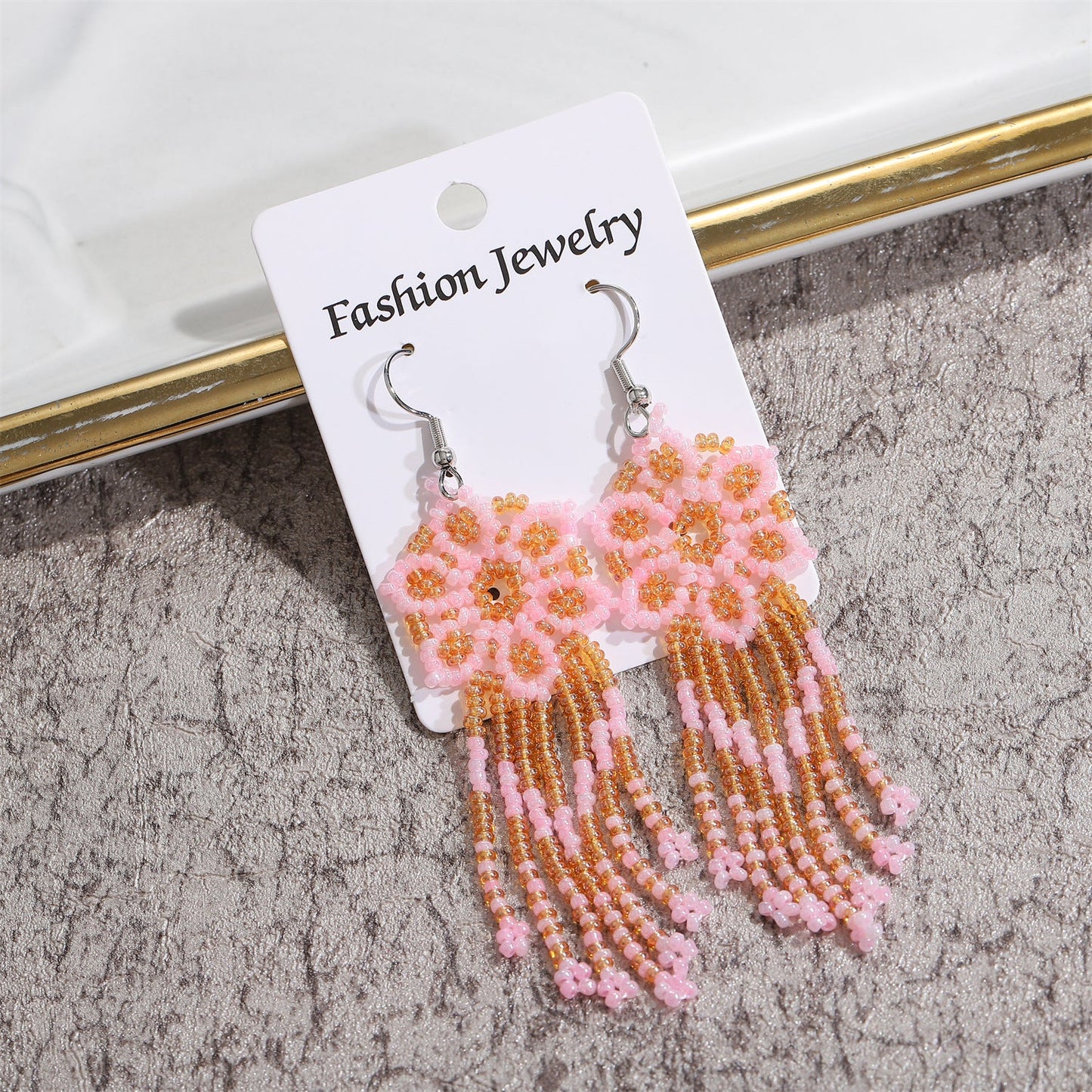 Ethnic Style Flower Alloy Seed Bead Patchwork Women's Drop Earrings