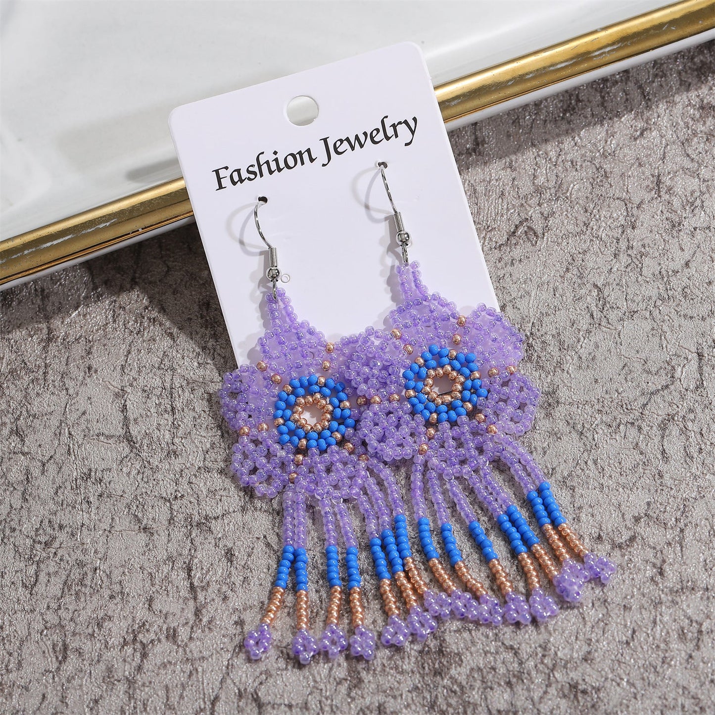 Ethnic Style Flower Alloy Seed Bead Patchwork Women's Drop Earrings