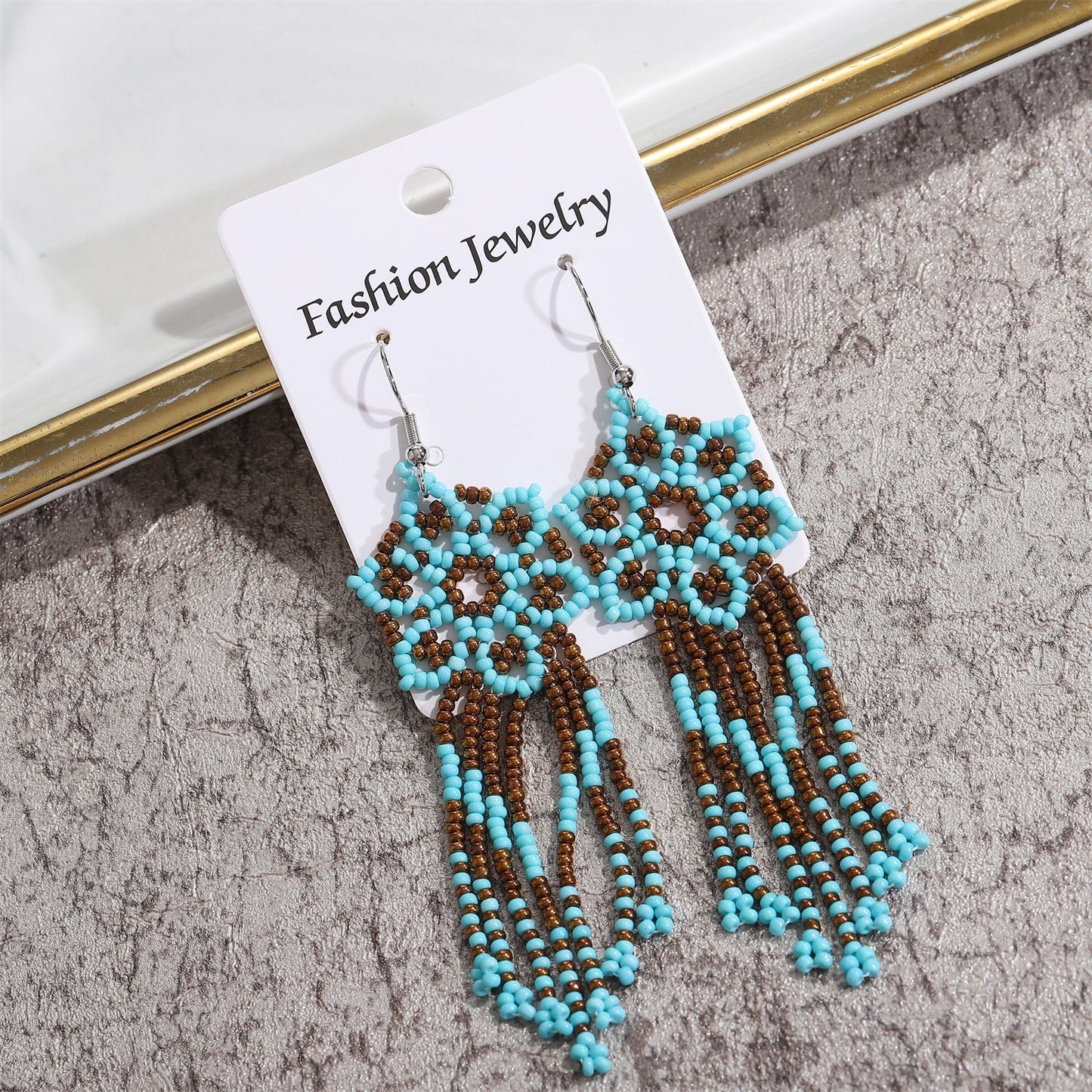 Ethnic Style Flower Alloy Seed Bead Patchwork Women's Drop Earrings