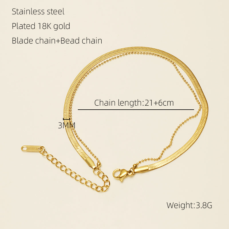 Vacation Simple Style Solid Color 304 Stainless Steel Plating Titanium Steel 18K Gold Plated Women'S Anklet