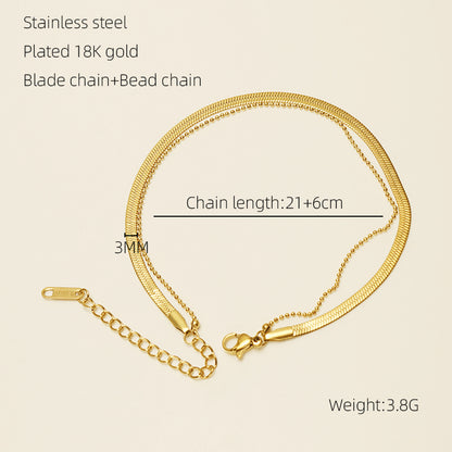 Vacation Simple Style Solid Color 304 Stainless Steel Plating Titanium Steel 18K Gold Plated Women'S Anklet