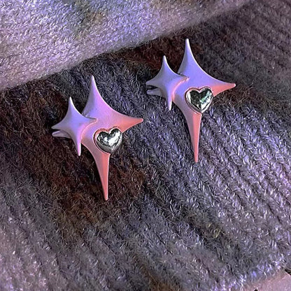 Y2k Cool Style Star Heart Shape Alloy Women's Ear Studs