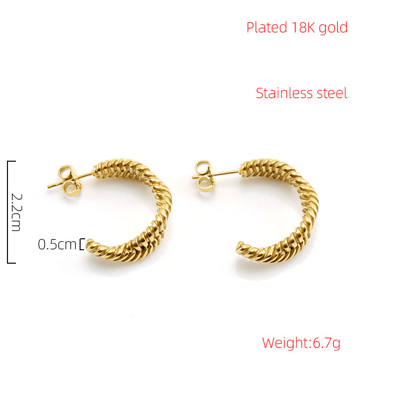 1 Pair Retro Simple Style Twist Plating Stainless Steel 18k Gold Plated Ear Studs