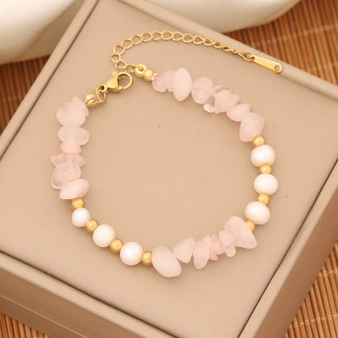 Ins Style Commute Irregular Stainless Steel Imitation Pearl Natural Stone Beaded Bracelets